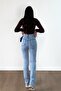 Blue Slit High-Waisted Slim Flared Relaxed Jeans - 5