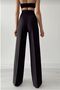 Lussi Power Women's Black Pleated High Waist Wide Leg Loose Pants Palazzo - 3