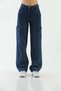 Eylül Dark Blue Cargo Loose Back Pocketless Lycra Super High Waist Jean Trousers - 3