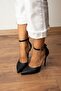 Black Stiletto with Ankle Band and Thin Heels - 2