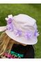 Luxury Custom Design Stone and Floral Ribbon Adult Youth Baguette Bucket Hat Lilac Purple - 3
