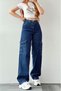 Dark Blue Cargo Loose Back Pocket Lycra Super High Waist Jean Trousers - 2