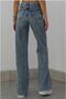Loa Lycra Loose Women's Blue Snow Wash Super High Waist Loose Leg Denim Jeans - 4