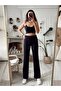 Black Flare Leg Lycra Palazzo Trousers
