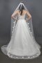 Lace Long Wedding Veil 230 cm Long with Sequin Embroidery in Off-White Color - 2