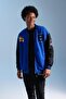 Oversize College Collar Zippered Bomber Cardigan - Back Printed with Pockets A7258Ax23Au - 2