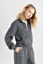 Thick Fabric and Pale Effect Coool Crop Sweatshirt - Zippered Basic Model B8194Ax23Wn - 6