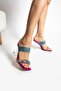 Women's Leather Slippers Pink with Stones