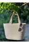 Cream Colored Unisex Jute Straw Beach Bag - Vegan Handle Bag - 2