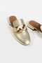 Women's Gold Leather Accessory Detailed Slippers - 4