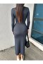 Smoked Anthracite Long Sleeve Maxi Dress - 2