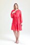 Halter Neck Long Sleeve Chiffon Lined Dress Elb32766 Coral - 4