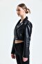 Lined Faux Leather Short Jacket| Ckt34324 Black - 3