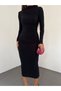Women's Drawstring Stand Collar Long Sleeve Dress