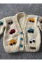 Hand Knitted Boy's Cardigan with Car Detail - 4
