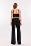 Lined Elastic Wide Leg Sequined Plus Size Evening Dress Pants |   Pnt34693 Black Black - 5