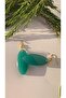 Bright Grass Green - Oval Earrings with Gold Accessories Handmade Epoxy Gift - 5