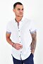 White Linen Effect Short Sleeve Shirt |   Mes 111873 -01 - 3
