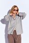 Khaki Satin Soft Textured Striped Comfortable Cut Women's Shirt with Pocket Detail - 9142 - 6