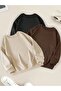 Unisex 3-Pack Brown Black Beige Crew Neck Oversize Sweatshirt Combed Cotton Hoodie