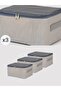 3 small anthracite striped under-bed suitcase organizers - travel storage - 30x20x15 cm