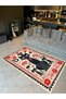 Pearl Collection Black Cat Patterned Woven Base Modern Decorative Carpet Inci06 - 2