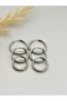 TRIPLE SET STEEL SILVER COLOR HOOP EARRING 12 MM - 15 MM - 18 MM - 2