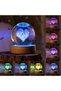 Crystal Glass Ball 3D Dimensional Colorful USB Wooden Base Decorative Special Souvenirs Ornament Trinket Lamp Set - 8