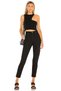 WOMEN'S BLACK ASYMMETRICAL CUT JERSEY Cropped TOP - 2
