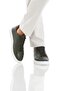 Khaki Casual Lace-Up Leather Sneakers - 4