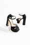 Soft Padded High Platform Black Satin Evening Dress Shoes - 3