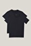 Men's Navy Blue Slim Fit Narrow Cut Crew Neck 100% Cotton T-Shirt Pack of 2