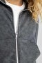 Thick Fabric and Pale Effect Coool Crop Sweatshirt - Zippered Basic Model B8194Ax23Wn - 7