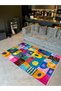 Paris Collection Multicolored Shapes Patterned Modern Decorative Carpet Paris30