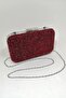Yakamoz Women's Red Stoned Evening Dress Clutch Portfolio Bag