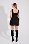 Thick Strap Mini Dress with Side Gather Detail - Back Zipper - 5