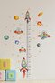 Space Shuttle Planet and Rocket Themed Height Meter Children's Wall Mirror Uv Printing Sticker for Closet Door