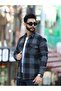 Men's Gray Black Checkered Double Pocket Lumberjack Shirt