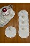 6 Pieces Linen Linen Ecru Color Stylish Pearled Cocktail Presentation Napkin - 2