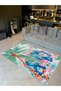 Paris Collection Multicolored Modern Decorative Carpet with Palm and Elephant Detail Paris38