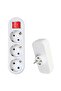 Switched Buttoned 3-Gang Socket Plug Socket Grounded Multiple Duplicator Wireless - 3