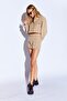 Beige Thick Soft Textured Double Pocket Mini Skirt |   Ek10009063 - 2