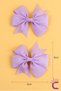 2-Piece Girls' Grosgrain Satin Bow Hair Clip Set in Lilac Color - Bow Ribbon Clip Hairpin - 3
