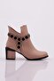 810-22k Women's Buckle Detail Heeled Boots NUDE