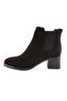 053 Women's Blunt Toe Ankle Boots with Elastic Sides and Heels Black Suede - 3