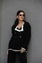 Women's Black 2 Oversize Double-Breasted Cardigan Pants Set Acrylic Knitwear - 3
