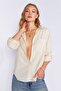 Linen Effect Women's Shirt with Stone Pockets |   Mks163420-01-3420 - 6
