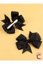 2-Piece Girls' Grosgrain Satin Bow Hair Clip Set Orange - Bow Ribbon Clip Hairpin - 3