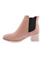 053 Women's Blunt Toe Ankle Boots with Elastic Sides and Heels Nude Suede - 3