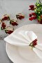 Başak 6-Piece Gold Luxury Napkin Ring, Enamel Başak Decorated Napkin Ring - 8